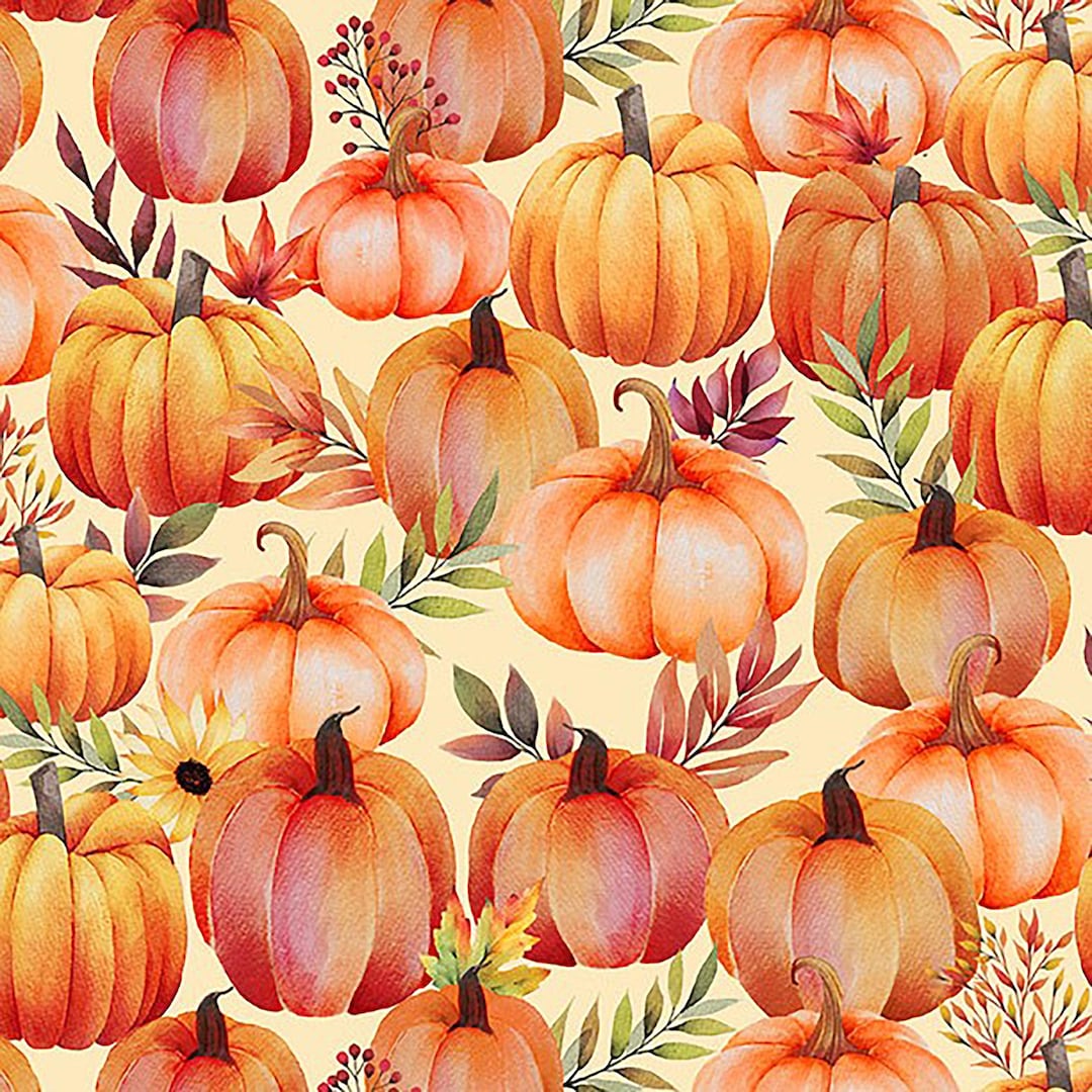 Pumpkin Fabric - Autumn Fabric - Fall Fabric - Cotton Quilting Fabric ...