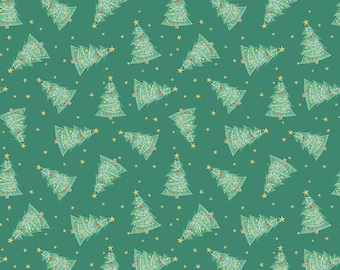 Christmas Tree Fabric - Holiday Fabric - Cotton Quilting Fabric: Holiday Cheer Fabric - Trees Green - Riley Blake Designs