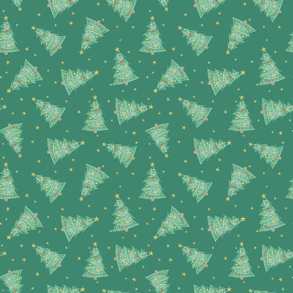 Christmas Tree Fabric - Holiday Fabric - Cotton Quilting Fabric: Holiday Cheer Fabric - Trees Green - Riley Blake Designs