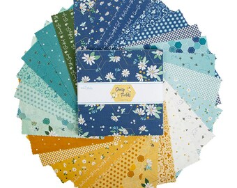 Daisy Quilt Fabric - Honeybee Fabric - Quilting Pre-Cuts: Daisy Fields Fabric - 10" Stacker Squares - Riley Blake Designs