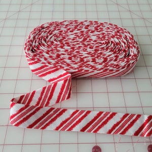 Cotton Quilt Binding - Stripe Fabric - Holiday Fabric - Red Fabric, Various Pattern Options - 4-yard Lengths