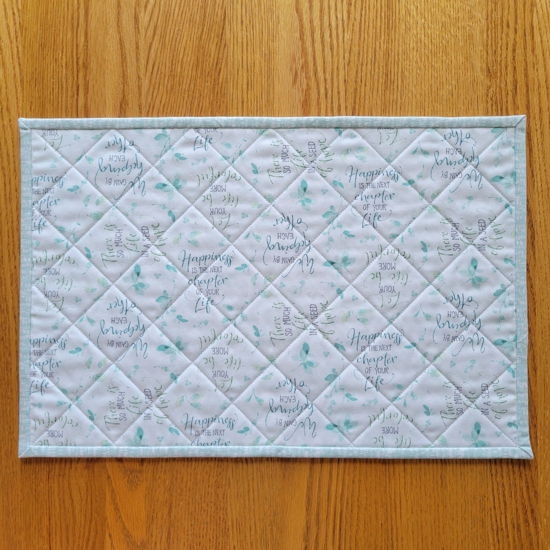 Set of 4 Quilted Placemats Flower Placemats Inspirational Placemats