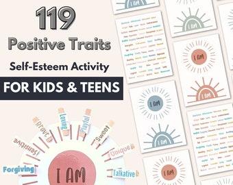 Self-Esteem Activity, 119 Positive Traits, Kids & Teens (PDF Print)
