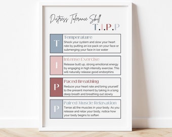 DBT TIPP Coping Skills Poster, Anxiety Relief (Digital Download)