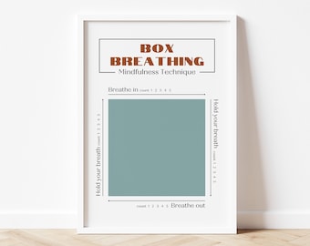 Box Breathing Druck, Achtsamkeits-Technik Poster (Digitaler Download)