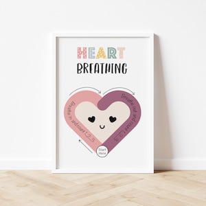 Heart Breathing Poster, Feelings Poster, Calming Corner, Social Emotional Learning, Classroom Decor, Therapy Decor, Mindfulness Poster