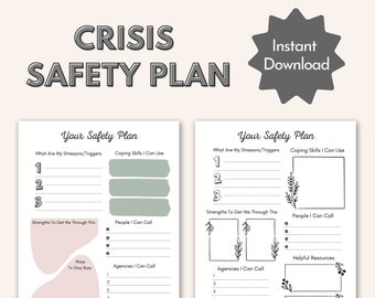 Crisis Safety Plan Etsy