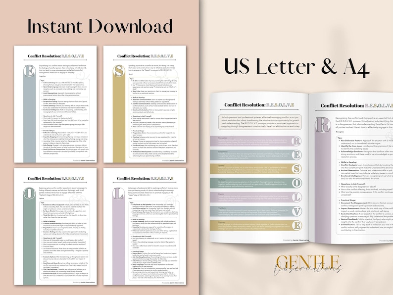 Conflict Resolution Psychoeducational Sheets and Coping Skills for Managing Difficult Conversations, Relationship Worksheets, Couples Sheets image 6