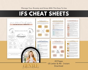 IFS Cheat Sheet Internal Family Systems Worksheets, Parts Work Therapy Office Forms for Trauma, Anxiety, Perfectionism, Emotional Regulation