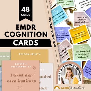 EMDR-kaarten cognitieve defusie-affirmatietherapie, behandelingskaarten voor oogbewegingdesensibilisatie voor trauma-, angst- en depressietherapie