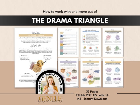 The Drama Triangle Workbook for Relationship Couples Counseling, Relationship Worksheets for Couples Therapy & Mental Health Professionals
