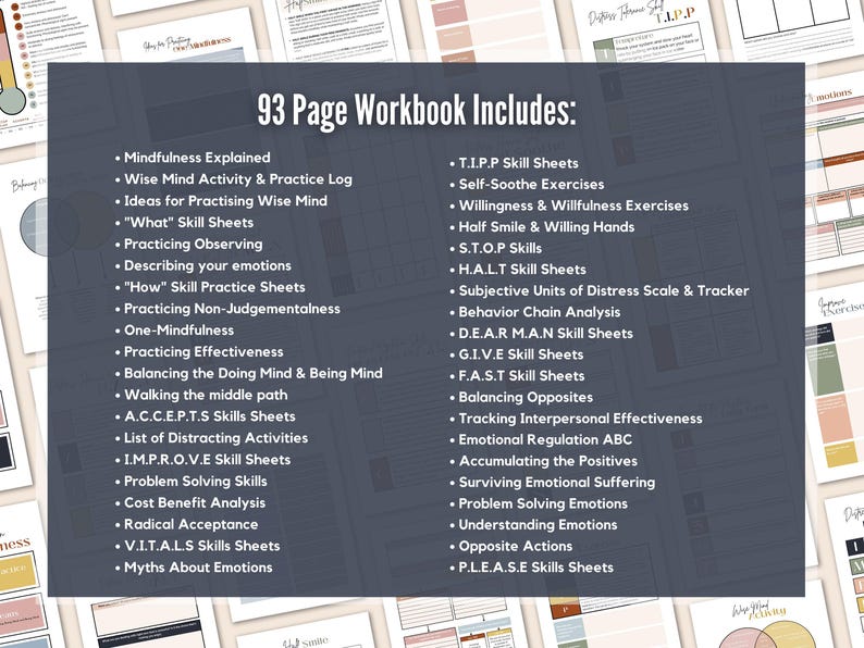 DBT Therapy Mega Bundle, Worksheets, Flashcards, Journal (Digital Download) image 2