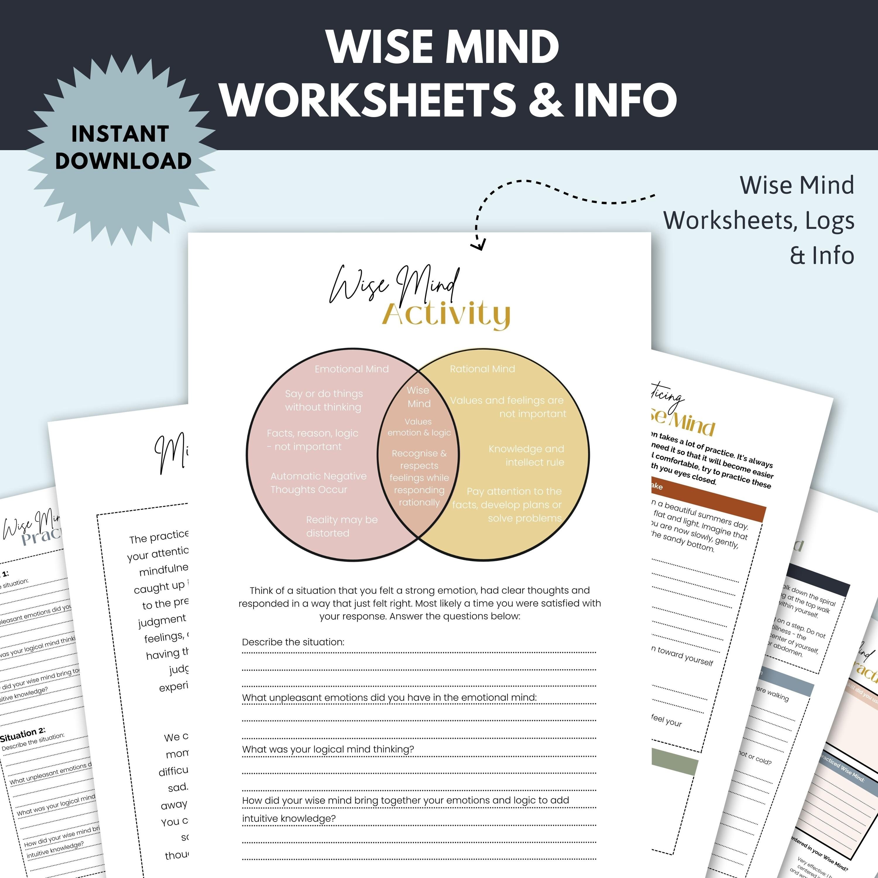 DBT Mindfulness Worksheets Dbt Skills DBT Workbook Wise - Etsy