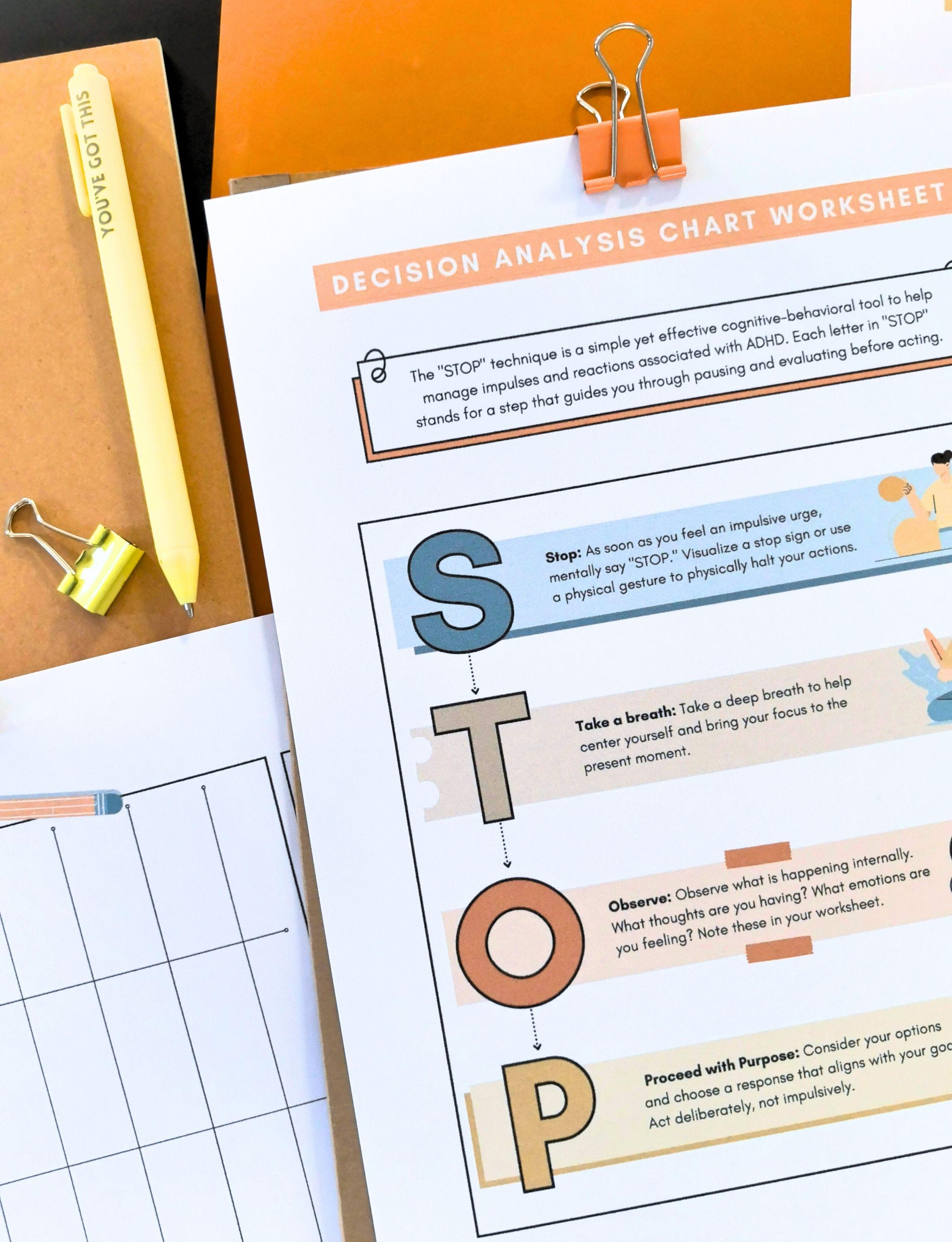 Impulse Control Worksheets for ADHD Teens & Adults: Executive ...