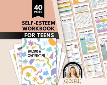 Teen Mental Health Self-esteem Workbook and Worksheets for School Counseling & Group Therapy, Core Beliefs, Boundaries Workbook, Self-Love