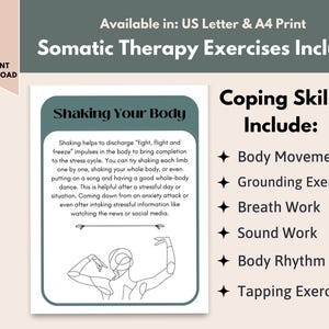 Somatic Therapy Cards: Nervous System Coping Skills (Instant Download) image 5