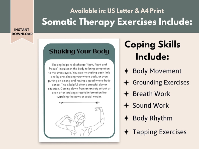 Somatic Therapy Cards: Nervous System Coping Skills (Instant Download) image 5