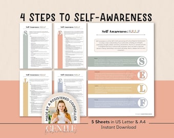 Self-Awareness Psychoeducational Worksheets To Help Improve Self-Esteem, Decision-Making, Interpersonal Relationships, Accountability & More