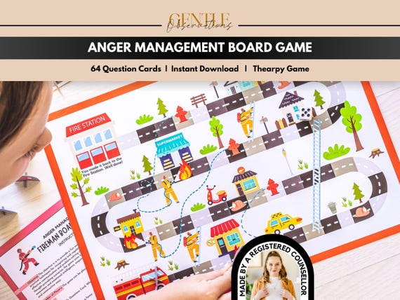 Anger Management Therapy Game for Kids, Conflict Resolution, Problem Solving, Group Therapy, Ice-Breaker Games, School Counseling Worksheets