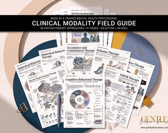 Therapy Modality Cheat Sheets, 40 Psychotherapy Approaches Guide, CBT DBT EMDR, Clinical Reference for Therapists and Counselors