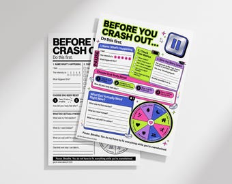 Before You Crash Out Worksheet for Teens, Coping Skill Page, Anger and Anxiety Reset, Zine and Neon Design, School Counselor Printable