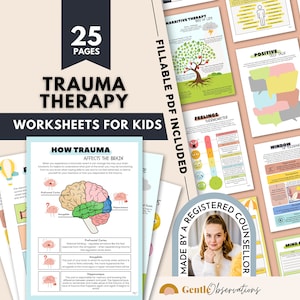 Trauma Therapy Worksheets for Kids, PTSD, Anxiety Relief, Mindfulness Tools, Safety Plan, CBT Sheets, Narrative Tools, School Counselor, SEL