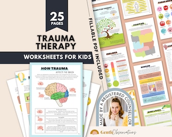 Trauma Therapy Worksheets for Kids, PTSD, Anxiety Relief, Mindfulness Tools, Safety Plan, CBT Sheets, Narrative Tools, School Counselor, SEL