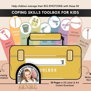 Coping Skills Toolbox for Kids Calming Corners and School Counseling Therapy Sessions, Classroom Management, Anxiety & Depression Kids Tool