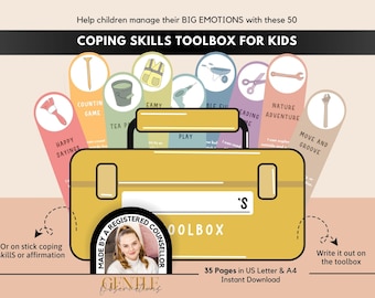Coping Skills Toolbox for Kids Calming Corners and School Counseling Therapy Sessions, Classroom Management, Anxiety & Depression Kids Tool