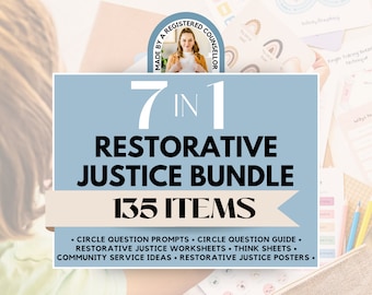 Restorative Justice Conflict Resolution Bundle, Anti-bullying Class Management Conversation Prompts for School Counselors, Social Workers