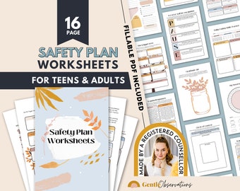 Crisis Safety Plan Worksheets, Trauma, Anxiety Relief (Fillable PDF)