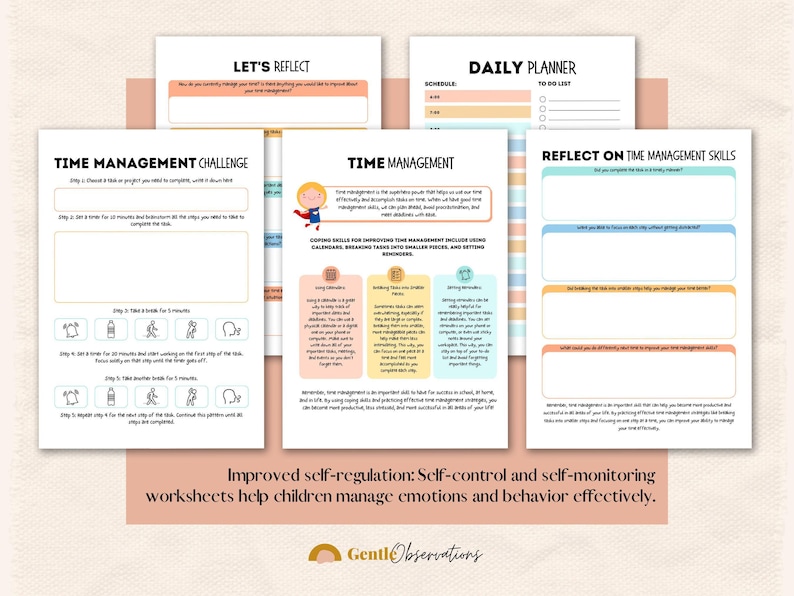Kids Time Management Worksheets, ADHD Worksheets, ADHD Planner, Executive Functioning Skills, Social-Emotional Learning, School Counselor image 3