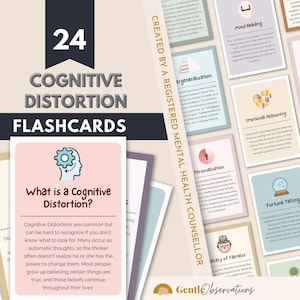 Cognitive Distortion Worksheets, Thinking Errors Flashcards, Unhelpful Thinking Patterns Workbook, CBT Worksheets, CBT Therapy, Anxiety Tool image 6