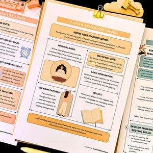 Schede e foglietti riassuntivi per gestire la rabbia, gestione della rabbia per adolescenti e adulti, regolazione emotiva, guarigione dei problemi di rabbia, consapevolezza di sé immagine 12