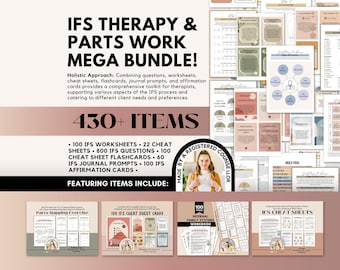 IFS Bundle, Internal Family Systems Worksheets, IFS Cheat Sheets, Parts Mapping Exercise, Parts Work, Therapy Questions, IFS Flashcards