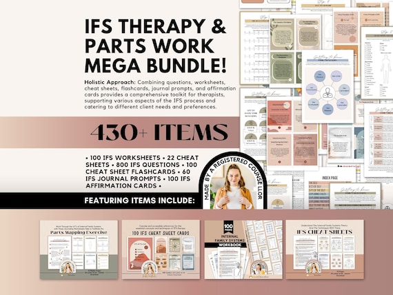 IFS Bundle, Internal Family Systems Worksheets, IFS Cheat Sheets, Parts Mapping Exercise, Parts Work, Therapy Questions, IFS Flashcards