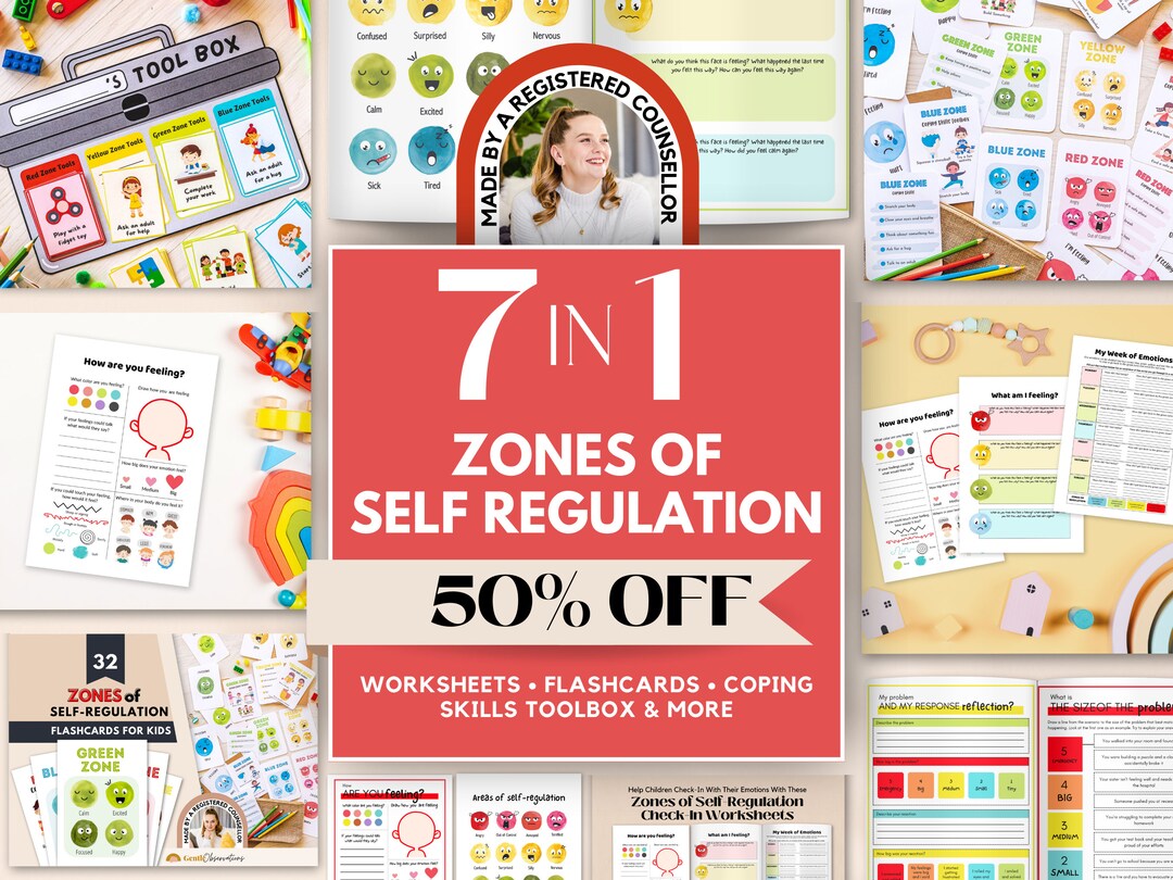 Zones of Regulation Bundle, Bulletin Board, Calming Corner Kit, Coping
