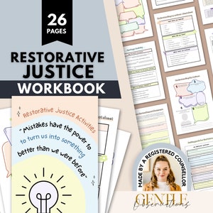 Arbeitsblätter für Positive Kommunikation und Restorative Gerechtigkeit für Schullehrer, Sozialarbeiter, Psychologen, SEL, Ziele setzen, Entschuldigung