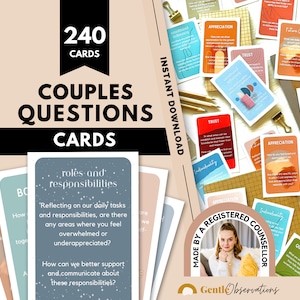 240 Couples Conversation Question Cards for Healthy Relationships, Couples Therapy, Positive Communication, Couples Anniversary Game