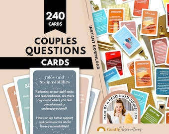 240 Couples Conversation Question Cards for Healthy Relationships, Couples Therapy, Positive Communication, Couples Anniversary Game