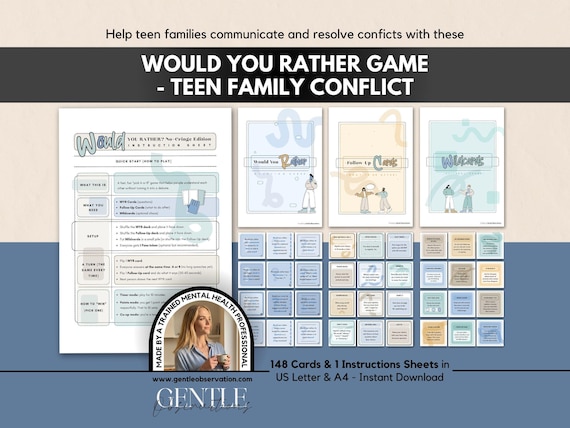 Would You Rather Game, Teen Family Conflict Resolution, Communication Skills (PDF Download)