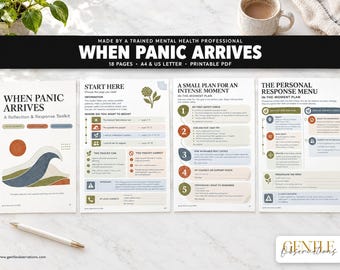 When Panic Arrives Workbook for Adults, Panic Attack Reflection and Response Plan, 18 Page Printable Anxiety Toolkit