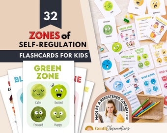 Zones of Self-Regulation Coping Skills Cards, Feelings Charts, School Counselor, Classroom Management, Calming Corner, SEL, Anxiety Relief