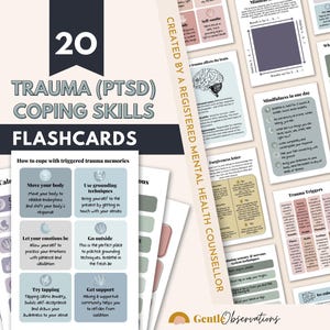 Anxiety, Depression, PTSD/Trauma and Kids Coping Skills Cards Bundle, DBT Skills, CBT Techniques, Breathing Scripts, Cognitive Distortions image 4