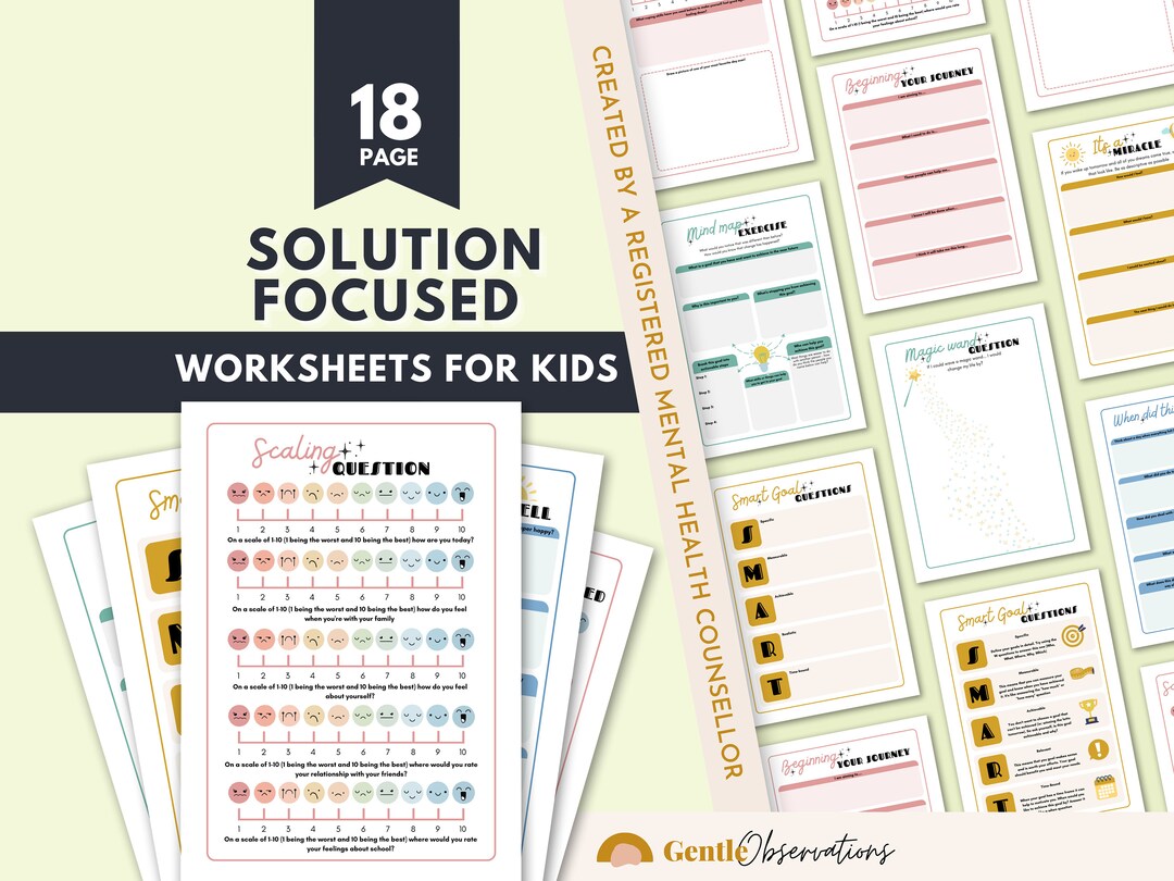SFBT Worksheets Bundle for Kids Solution Focused Therapy