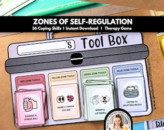 Kids Coping Skills Toolbox, Zones of Regulation, Calming Tools (Printable PDF)