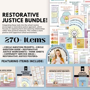 Restorative Justice Conflict Resolution Bundle, Anti-bullying Class Management Conversation Prompts for School Counselors, Social Workers