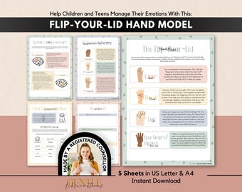 Flip Your Lid Hand Model for Emotional Regulation, Neuroscience Psychoeducation Handout, Brain Chemicals, Self-Awareness and Coping Skills