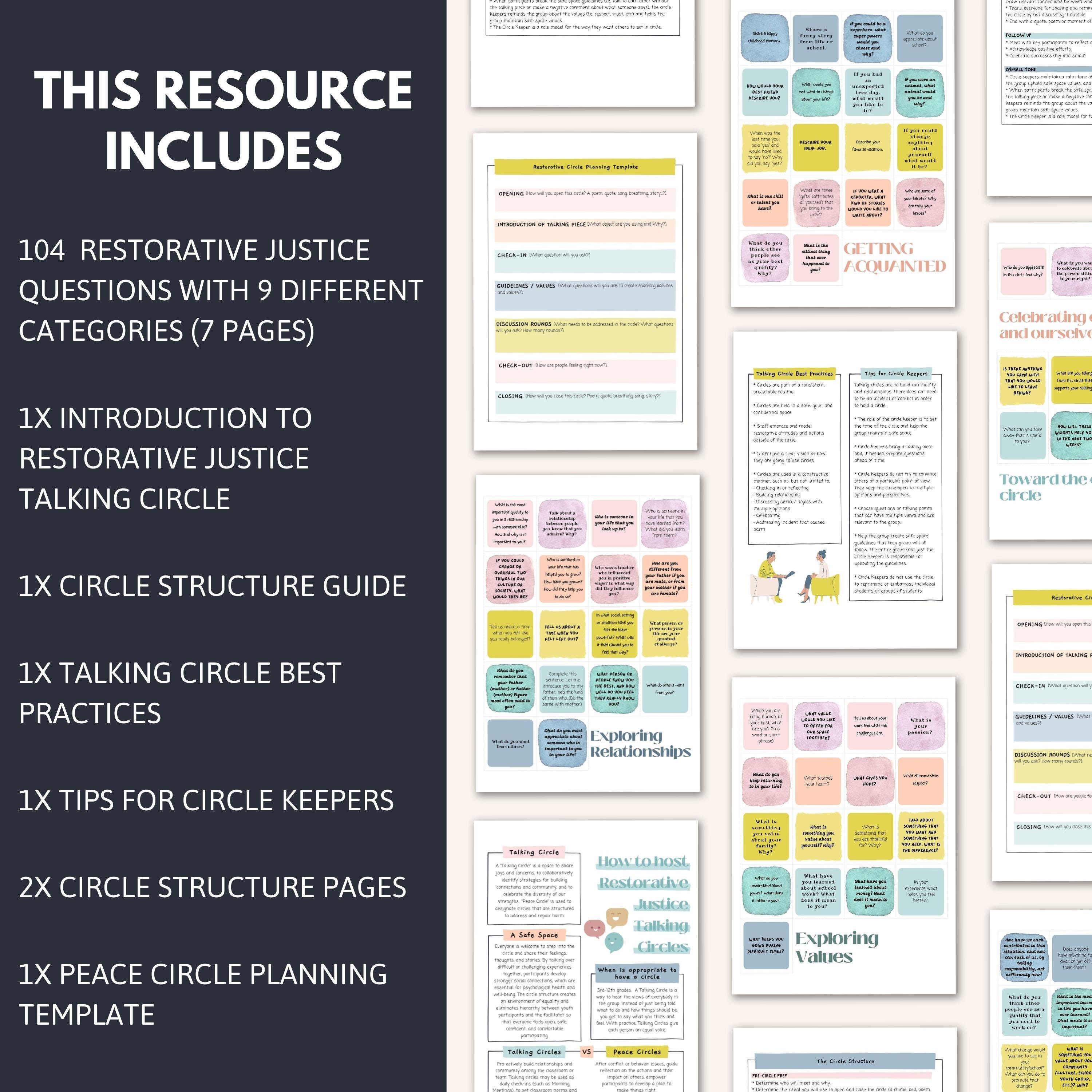 Restorative Circle Questions and Prompts for School Etsy
