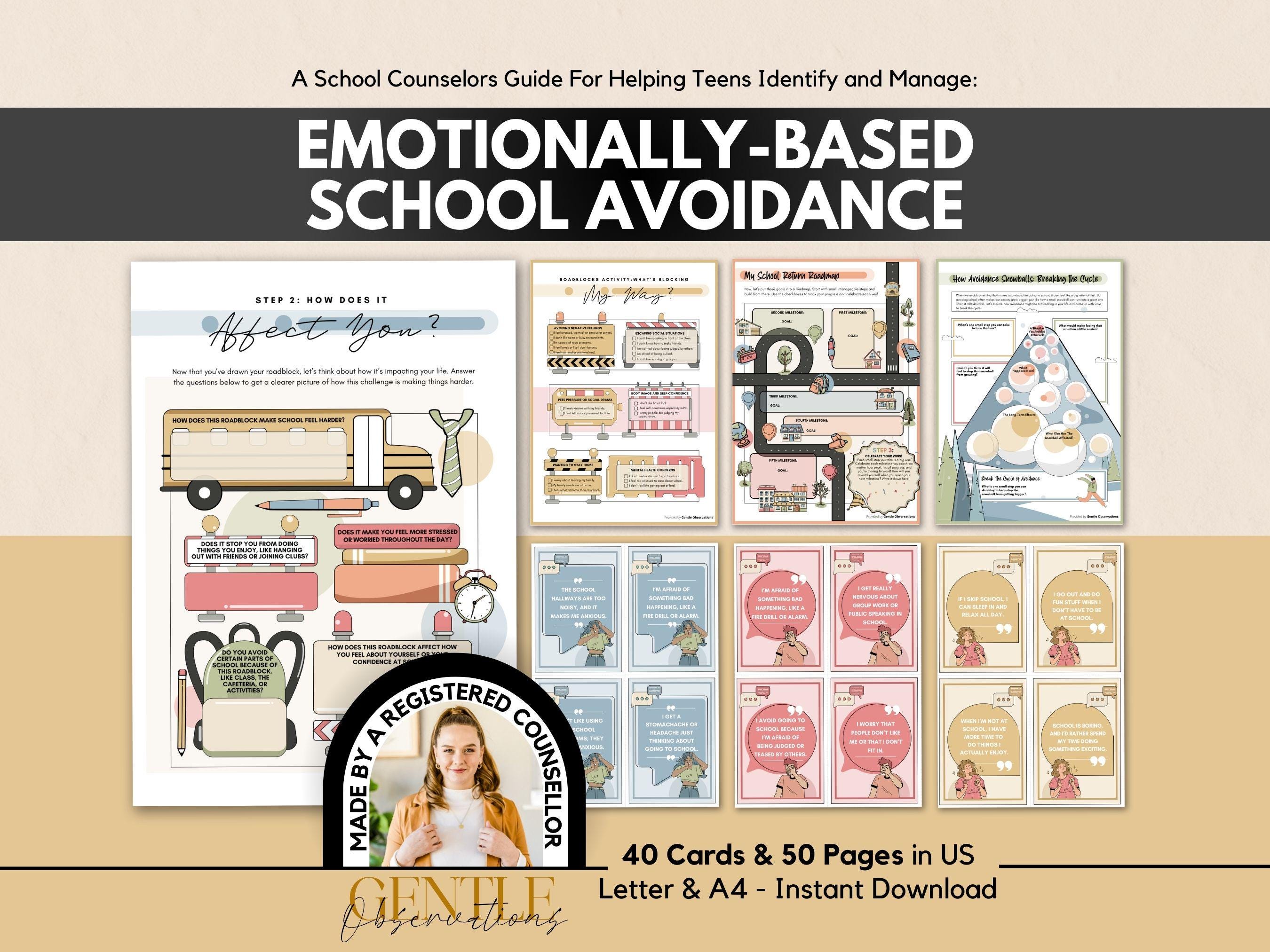Emotionally Based School Avoidance Worksheets & Assessments, School ...